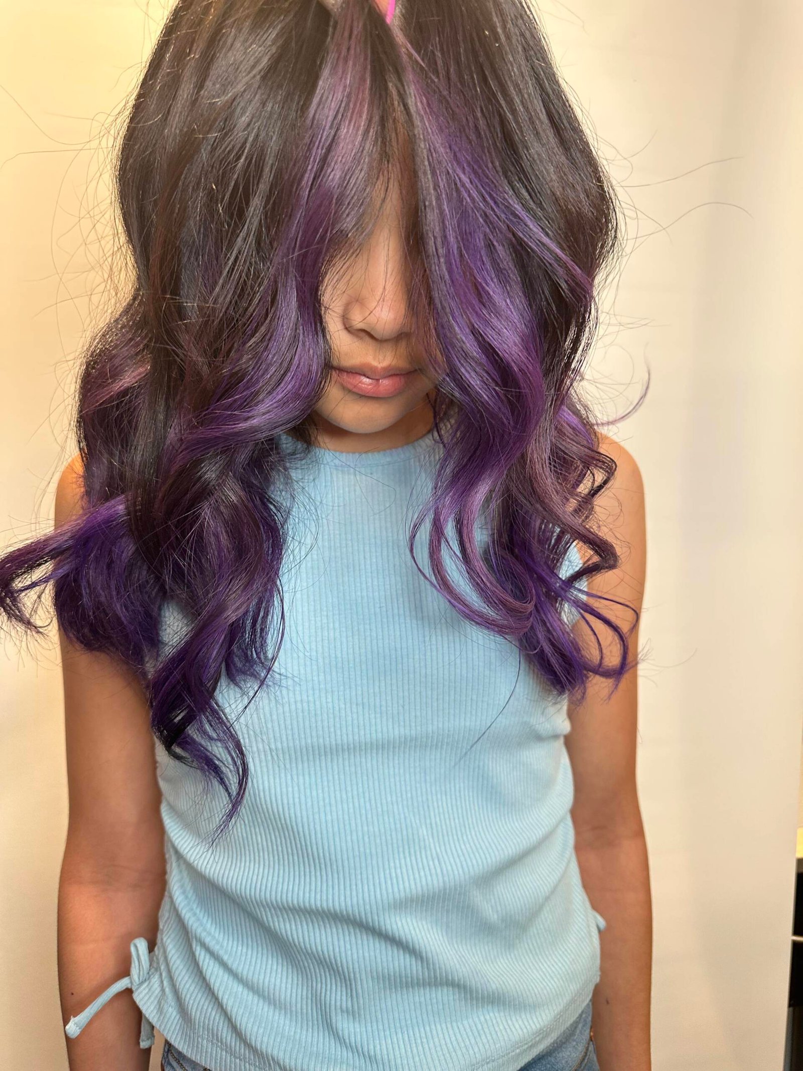 Stunning shades of purple in a balayage style