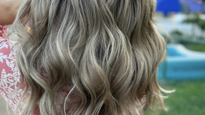 Blonde on Ice: The Icy Balayage Chronicles 1 Close-up of a stunning Icy Balayage hair color