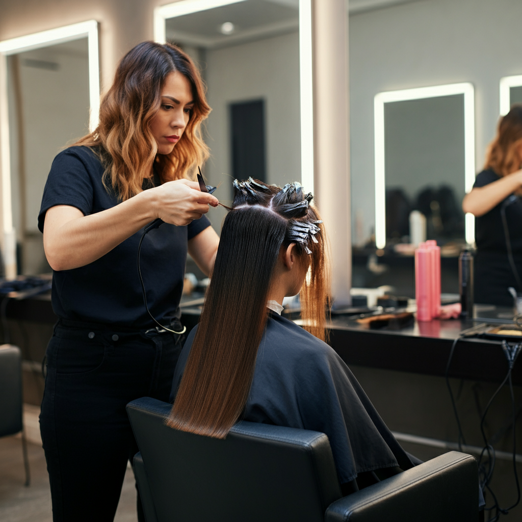Hair-extensions-application